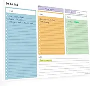 Noted A4 To Do List Pad – 52 sheet Daily todo planner – 3 section undated desk organiser by – 29x21cm - for work tasks, study revision and home planning – colourful 100gsm paper