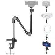 Webcam Stand Camera Mount with Phone Holder, 22 Inch Foldable Flexible Goosen...