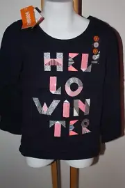 Bundled & Bright Girls Gymboree Hello Winter Navy Shirt Top Size 4 NEW NWT