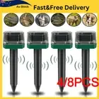Snake Repeller Solar Powered Ultrasonic Mole Mice Pest Rodent Rat Repellent AU