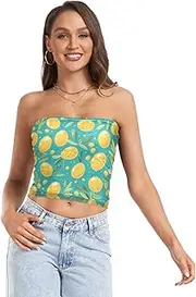 [FRODOTGV] Vintage Birds Flower Butterfly Women's Crop Tops Non Slip Strapless Bandeau Top Top Without Straps for Teen Gym