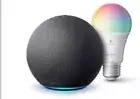 Amazon Echo Dot (4th Gen) Smart Speaker - Charcoal With Sengled Smart Color Bulb