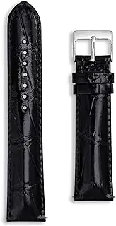 [Buckle & Stitch] Crocodile Pattern Calf Leather Watch Strap | Embossed Alligator Grain | High Gloss Finish | Quick Release Spring Bar Pins | Black Brown | 18mm 20mm 22mm | Silver Buckle | Replacement Band Men Women