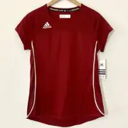 ADIDAS Climacool Short Sleeve Shirt Women's Burgundy White NWT $32