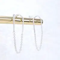 在飛比找momo購物網優惠-【ART64】耳環 潮流U型小鍊 925純銀耳環