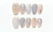 Hand Pressed Henna Translucent Reusable Fake Nails Artificial Manicure Wearable