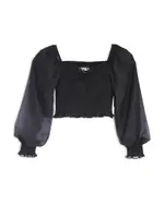 KatieJnyc Girls' Chloe Sheer Sleeve Top - Big Kid