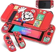 PERFECTSIGHT Case Compatible with Nintendo Switch Protective Case, Kawaii Soft TPU Slim Protective Cover, Cute Cartoon Dockable Shell for NS Console and Joycon Controllers - Red M