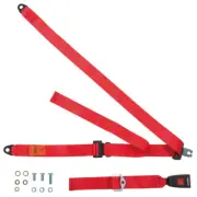 Rear Static Seat Belt For Morris Mini Clubman Pick-up 1959 Shape Red