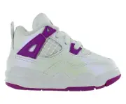 Nike Jordan 4 Retro Infant/Toddler Shoes Size 4, Color: White/Hyper Violet
