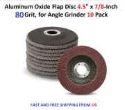 Aluminum Oxide Flap Disc 4.5" x 7/8-Inch, 80 Grit, for Angle Grinder 10 Pack