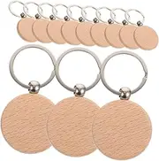 CIMAXIC 12Pcs Keychain Blanks for DIY Crafting Unfinished Wooden Tags for Custom Engraving Painting Personalization for Name Tags Bag Decor