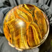 3.9LB Large Natural Tiger's Eye Ball Quartz Crystal Sphere Gem Healing Décor