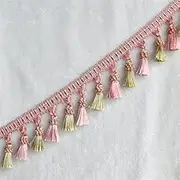 Fringe Trim，Curtain Tassels， 1 Meters for Cover Edge Clothes Decorated Trimming Lace Sewing Tablecloth Curtain Accessories(Pink)