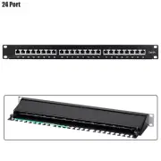 24 Port Cat6A RJ45 Shielded Patch Panel 11 Punch Down 1U 19" Rack Mount Dual IDC
