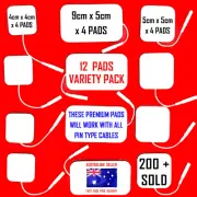 Dr TENS compatible ELECTRODE 12 PADS VARIETY PACK PERFECT 4 ALL PIN TYPE CABLES