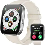 Smart Watch(Answer/Make Call), 1.83'' HD Smart Watches for Men Women, IP68 Waterproof Fitness Tracker with 24/7 Heart Rate/SpO2/ Sleep Monitor, Step Counter Pedometer for Android iOS (White)