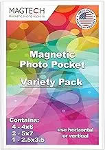 Magtech Magnetic Photo Pocket Picture Frame, Variety Pack, 6 Pack + Free Wallet Size (57461), 4x6, 5x7, 2.5x2.5, White