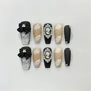 Hand Pressed Nails Matte Reusable 3D Design Full Coverage Wearable Artificial Nails