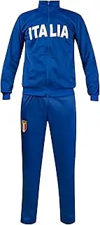 [JL Sport] Italy Blue Full Tracksuit Retro Football Mens Sports Wear Jacket and Pants XL, Blue, XL
