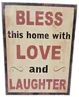 Rustic Metal Magnet Sign "Bless This Home w/ Love & Laughter"