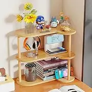 Dreamhousey New Vertical Corner Shelf, Simple Desktop Small Bookshelf 3-Tier Clutter and Ornaments Storage Shelf File Organizer Shelf Bookcase (Oak, 3-Tier)