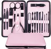 Nail Clippers Kit Manicure Set Stainless Steel Nail Scissors Grooming Kit Portable Travel Facial Cuticle and Nail Care (Color : Pink)