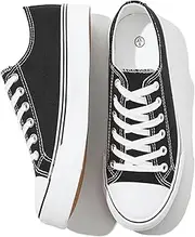 [FRACORA] Womens White Canvas Sneakers Low Top Lace Up Canvas Shoes Fashion Comfortable