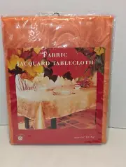 Sultan's Linens Fabric Jacquard Tablecloth 60" x 84" or 60" Salmon Orange NEW