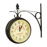 Unbranded Wall Clocks 16.1"W Round Analog Kensington Station Double-Sided Black