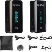 BOYA by-XM6 Wireless Lavalier Microphone, 328ft Range, 2.4GHz Wireless Microphon