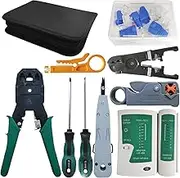 Network Repair Tools Kits, YEESON Ethernet Cable Tester Repair Kit, Stripping Pliers Tool Set for RJ-45/11/12 Cat5/5e with Connector Accessories