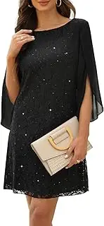 [COOAN] Women's Elegant Evening Lace Dresses for Cocktail Party Summer Shift Dress