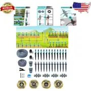 Efficient 132FT Drip Irrigation Kit with Adjustable Spray & Misting Options