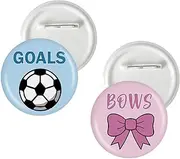 [MINUET MINUTE] 10 Pcs Goals or Bows Gender Reveal Button Pins, Soccer Team Boy Team Girl Badge Pins, Pink or Blue Stain Brooch Button for Baby Shower/Gender Reveal Party Decorations, Medium, Plastic, no gemstone