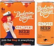 Buderim Ginger Ginger Beer Non Alcoholic - 4x250mL