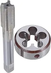 SHINEOFI X 1.5mm Metric Tap Die Set High Speed Steel Miniature Tap and Die Kit Automotive Tool Kit Thread Cutting Tool for Metal Repairing