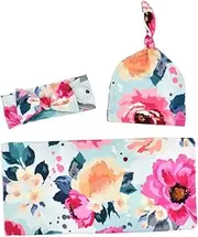 LIFKOME 1 Set Hat Three-piece Headbands Newborn Wraps Three-piece Wraps Headband Hair Band Headbands Wraps Hat Newborn Headband Towel Headband Durable Headband Blue