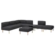 LILLEHEM 6-seat modular sofa with side table, Gunnared/dark grey wood
