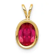 14k 8x6mm Oval Ruby bezel Pendant