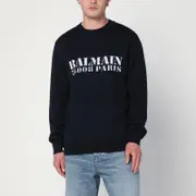[Balmain] Blue wool sweater with logo M Blue