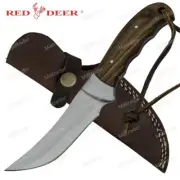 Red Deer Goose Grazer F-Tang Pakka Wood 440 S-Steel w/Leather Sheath (4.25" Bld)
