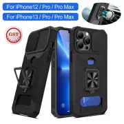 FOR iPhone 12/13,Pro,Max Armor Stand Case w/Slide Camera Cover & Card Slot