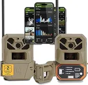 Moultrie Edge 2 PRO Cellular Trail Camera - 2 Pack - Auto Connect Nationwide 4G LTE - On Demand 40MP Photo - 1440P Video HD Audio - Ai False Trigger Elimination - 100 Ft Detection - No-Glow Flash