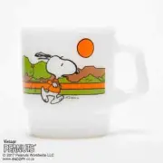Fire-King Peanuts Snoopy Running Mug Cup White Milk Glass 215ml Japan