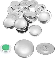 HARFINGTON 10 Sets Self Cover Button Kit 44L 1.1" 28mm with Wire Backs Aluminum Buttons to Cover Fabric Button Maker Covered Buttons Kit with Tools for DIY Cloth Home Decor Sewing