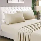 HOMEIDEAS 4 Piece Bed Sheets Set (Queen, Cream) 1800 Bedding Soft Brushed Micro