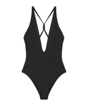 Versace Safety Pin Detailed One Piece Swimsuit 1,2,3,4,5 black