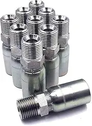 (10-Pack) MP-04-04 | 1/4" Hose x 1/4" NPTF Male Pipe Thread Hydraulic Hose Ends Crimp Fitting