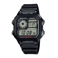 在飛比找蝦皮商城優惠-【CASIO 卡西歐】世界地圖方形電子錶 黑色 AE-120